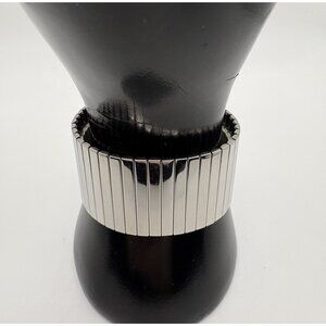 Vintage Milor Italy Expansion Stretch Wide Bracelet Stainless Steel Silver Tone